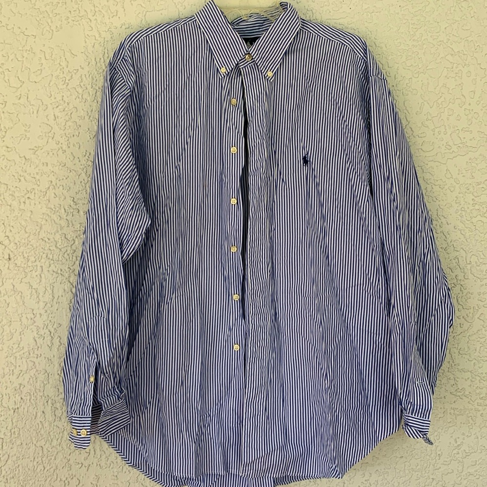 RALPH LAUREN STRIPED CLASSIC FIT  BUTTON DOWN DRESS SHIRT SIZE 17,5-34/35